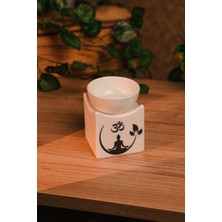 Beyaz Yoga Tasarımlı Seramik El Yapımı Buhurdanlık | Mumluk | Dekoratif (1 Adet Tealight Mum Ile)