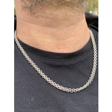 Çelik Erkek Zincir Kolye Kalın Model Gümüş Renk 60 cm