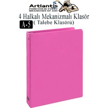 Artlantis 4 Halkalı Klasör 1 Adet A5 Pvc Öğrenci ve Ofis Tipi Evrak Sunum Klasörü Iç Cepli Otomatik Mekanizmalı Büro Okul Arşivle