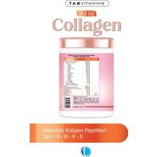 All in Collagen 30 Servis Aromasız Hidrolize Kolajen Peptitleri Tip 1 Tip 2 Tip 3 Tip 5 Tip 10