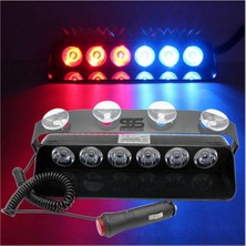 S6 Lamba Cam Içi Vantuzlu 6 LED Kırmızı Mavi Çakmaklık Girişli 12 Mod Lamba