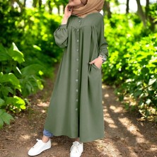 Gömlek Yaka Keten Elbise