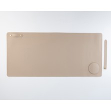 DK LEATHER Pu Deri Geniş Masa Matı | El Yapımı Ofis Dekorasyon & Gaming Mousepad + Bardak Altlığı – 70X32 cm