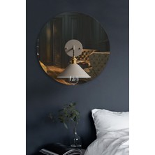 Mediterian Şık ve sade 50 cm çapında dayanıklı düz aynalı aplik, gri cam materyal, 1 ampüllü