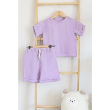 Pahta Müslin Çocuk Yazlık Şortlu Alt Üst Takım