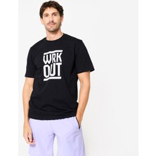 Decathlon Domyos Erkek Düz Kesimli Spor Tişörtü - Ultra Siyah - Fitness