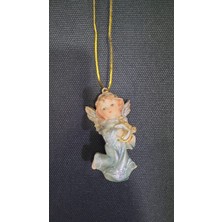 Asılan Melek Mavi Yeşil Biblo Dekoratif Obje Ev Dekorasyon Uzunluk 7cm Genişlik 3,5cm Asılır 1 Adet