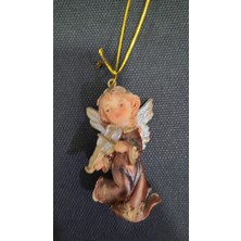 Asılan Melek Koyu Kahverengi Biblo Dekoratif Obje Ev Dekorasyon 7x3,5cm Keman Çalan 1 Adet