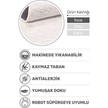 Dekozer Azra Kaymaz Taban Beyaz Halı – Salon, Çocuk Odası ve Mutfak için Yıkanabilir, Yumuşak Kilim