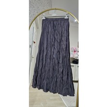 Kadın Pileli Kırışık Kumaş Maxi 100 cm Etek Kraş