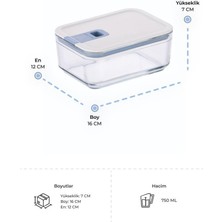 Neoflam Perfect Seal Dikdörtgen Cam Saklama Kabı Seti 4 Parça