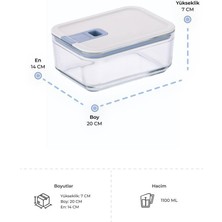 Neoflam Perfect Seal Dikdörtgen Cam Saklama Kabı Seti 4 Parça 1100ML + 1600ML