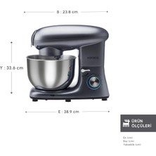 Karaca Multichef Stand Mikser Antrasit Mutfak Şefi 1900W 5,5 Lt (Kıyma Çekme /Sucuk-Sosis/İçli Köfte Aparatlı)