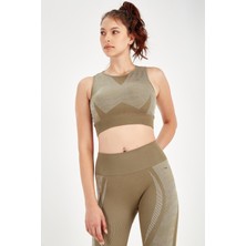 Maraton SlimFit Kadın Bisiklet Yaka  Kolsuz Haki Bra 813054