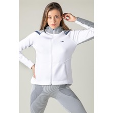 Maraton SlimFit Kadın Kapşonlu  Uzun Kol Beyaz Tracktop 815015