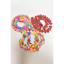 Hayalperest Boncuk Meyve Çiçek ve Uğur Böceği Fimo Boncuk Seti 3 Dizi