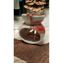 Kırmızı Renk Dalga Desenli Seramik Tütsülük  Dekoratif Buhurdanlık