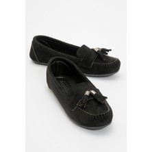 Ccway Kadın Tokalı Babet SİYAH SÜET