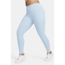 Nike Universa Medium Support High Rise Full Length Kadın Yüksek Bel 2 Cepli Toparlayıcı Tayt Açık Mavi