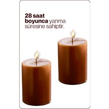 1 Adet Silindir Dekoratif Kokusuz Kahverengi Mum- Hediyelik Blok Mum