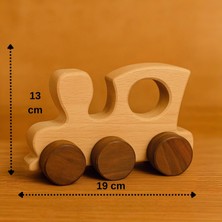 Alg Wood Ahşap El Yapımı Doğal Montessori Tren Tekerlekli Oyuncak - 5055