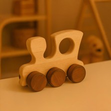 Alg Wood Ahşap El Yapımı Doğal Montessori Tren Tekerlekli Oyuncak - 5055