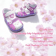 Beebron Ortopedik Kız Bebek ve Çocuk Sandaleti KBTKL2407 Beyaz Pembe Lila 23