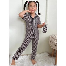 Alinna Kız Çocuk  Pijama Takımı. Uzun Kollu Düğmeli Pijama Takımı. Uyku Göz Bantlı Pijama Takım