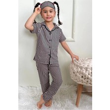 Alinna Kız Çocuk  Pijama Takımı. Uzun Kollu Düğmeli Pijama Takımı. Uyku Göz Bantlı Pijama Takım