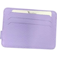 Karali  Deri Oval Yandan Patlı Lila Cüzdan Kartlık K509-20