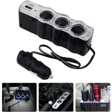 Renault 11 Uyumlu 3 Port + 1 USB Oto Araç Çakmaklık Çoğaltıcı Çoklayıcı