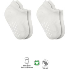 Bistyle 2'li Sneakers Kaymaz Basic Penye Çorap BS20103 Ekru Ekru