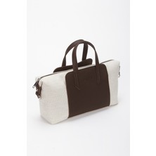Kadın Marron Elegance Kahve Kanvas Deri Omuz ve El Çantası
