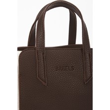 Kadın Marron Elegance Kahve Kanvas Deri Omuz ve El Çantası