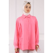 İmaj Butik Pembe Kol Bağlamalı Salaş Gömlek