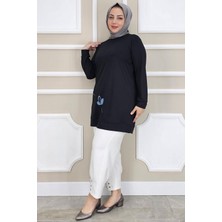 Pys Giyim Kadın Çiçek Dikme Detaylı Tesettür Tunik