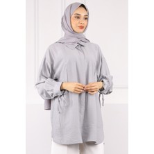 İmaj Butik Gri Kol Bağlamalı Tunik