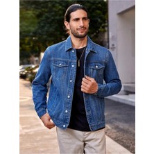 Erkek Düğmeli Likralı Slim Fit Kot Ceket