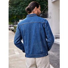 Erkek Düğmeli Likralı Slim Fit Kot Ceket