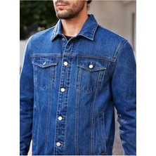 Erkek Düğmeli Likralı Slim Fit Kot Ceket