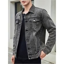 Erkek Düğmeli Likralı Slim Fit Kot Ceket