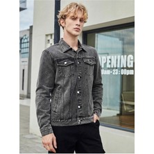 Erkek Düğmeli Likralı Slim Fit Kot Ceket