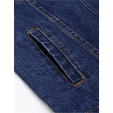 Erkek Düğmeli Likralı Slim Fit Kot Ceket