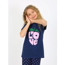 Kız Çocuk Kısa Kollu %100 Pamuklu Pijama Takımı Cute Love