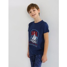 Erkek Çocuk Kısa Kollu %100 Pamuklu Pijama Takımı Sail