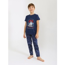 Erkek Çocuk Kısa Kollu %100 Pamuklu Pijama Takımı Sail