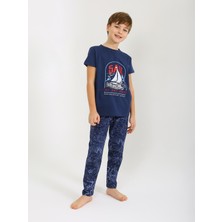 Erkek Çocuk Kısa Kollu %100 Pamuklu Pijama Takımı Sail