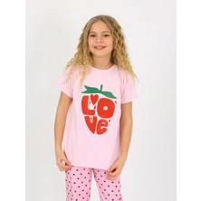 Kız Çocuk Kısa Kollu %100 Pamuklu Pijama Takımı Cute Love