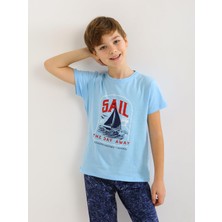 Erkek Çocuk Kısa Kollu %100 Pamuklu Pijama Takımı Sail