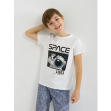 Erkek Çocuk Kısa Kollu %100 Pamuklu Pijama Takımı Go Space